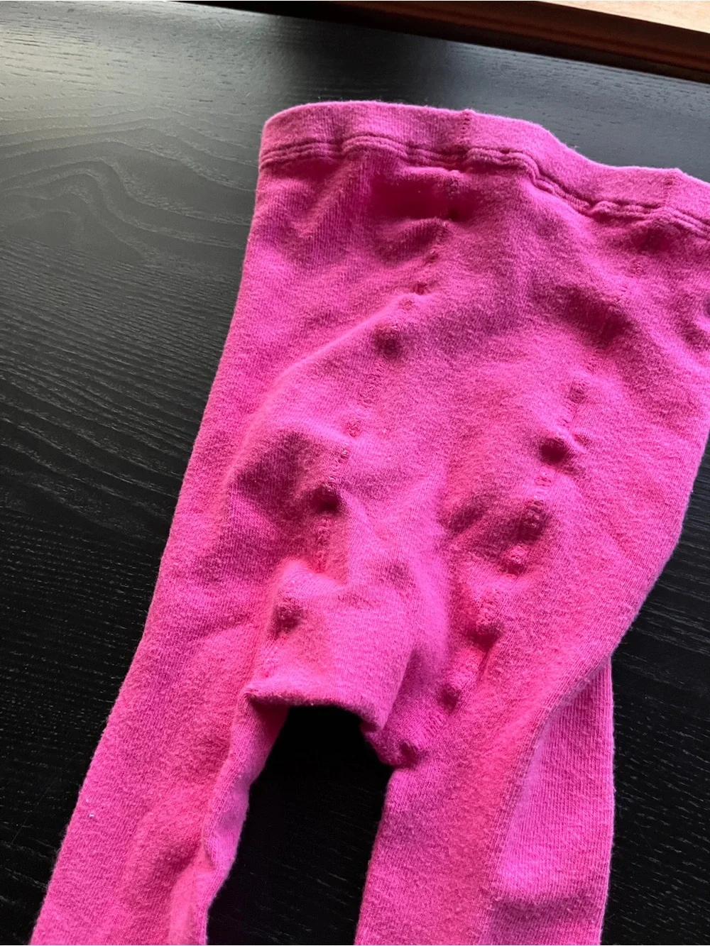 Pink Knit Tights Stockings Size 7-10 Kids Girls Footed Elastic Waist